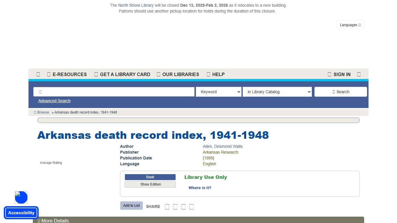 Arkansas death record index, 1941-1948 | CountyCat